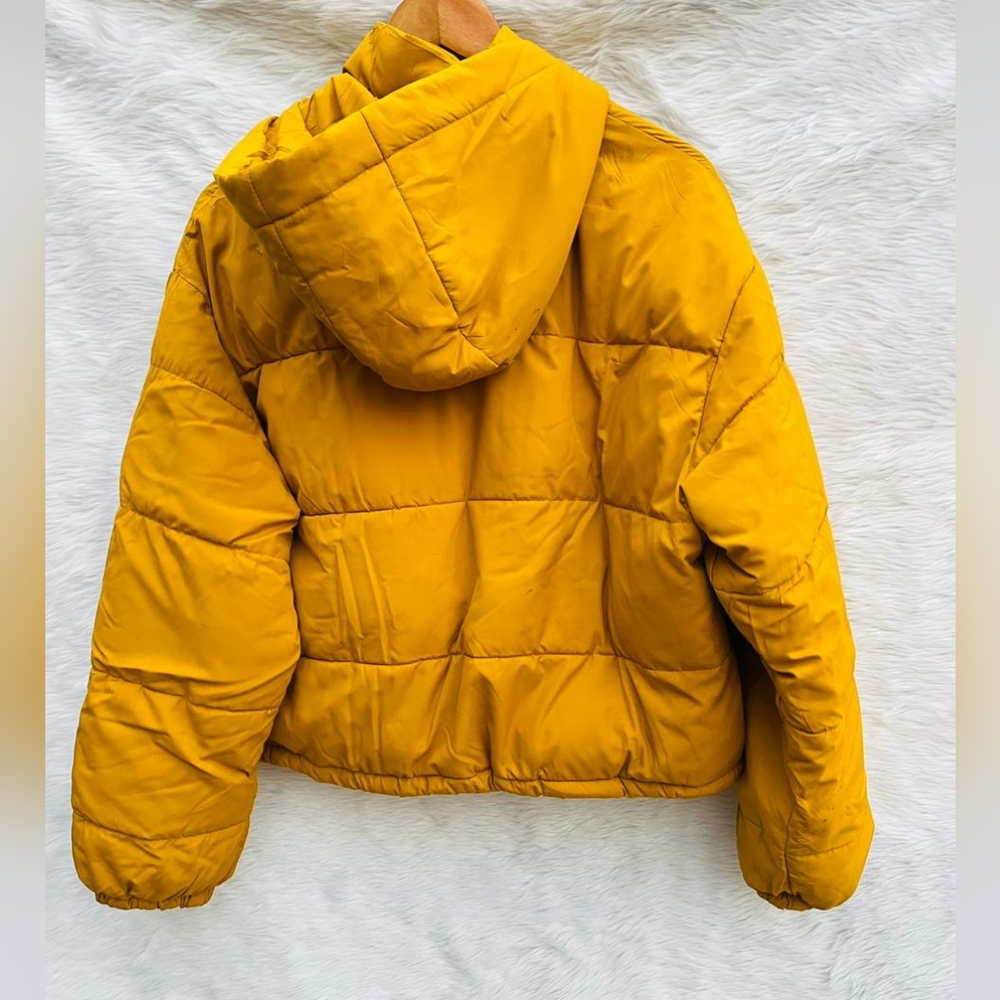 IGNI Mustard Oversized Puffer Jacket with Hoodie - Picture 4 of 10